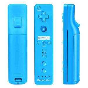 Remote Game Control, Built-in Motion Plus Remote and Nunchuk Controller with Silicon Case for Nintendo Wii and Wii U (Blue)