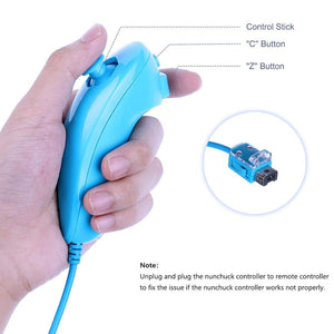 Remote Game Control, Built-in Motion Plus Remote and Nunchuk Controller with Silicon Case for Nintendo Wii and Wii U (Blue)
