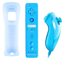 Load image into Gallery viewer, Remote Game Control, Built-in Motion Plus Remote and Nunchuk Controller with Silicon Case for Nintendo Wii and Wii U (Blue)
