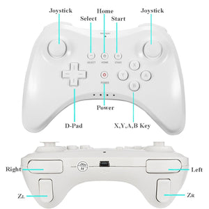 Wii U Controller, Wireless Rechargeable Bluetooth Dual Analog Controller Gamepad for Wii U Pro Controller with USB Charging Cable
